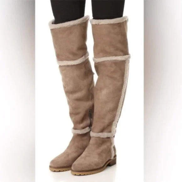 FRYE 6.5 Shearling Fur Lined Tamara OTK Over Knee Boots - Picture 4 of 5